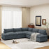 Carmine Juneberry LuneluX Home 115.5-inch deep gray modular sectional sofa with built-in storage in a modern living room setting.