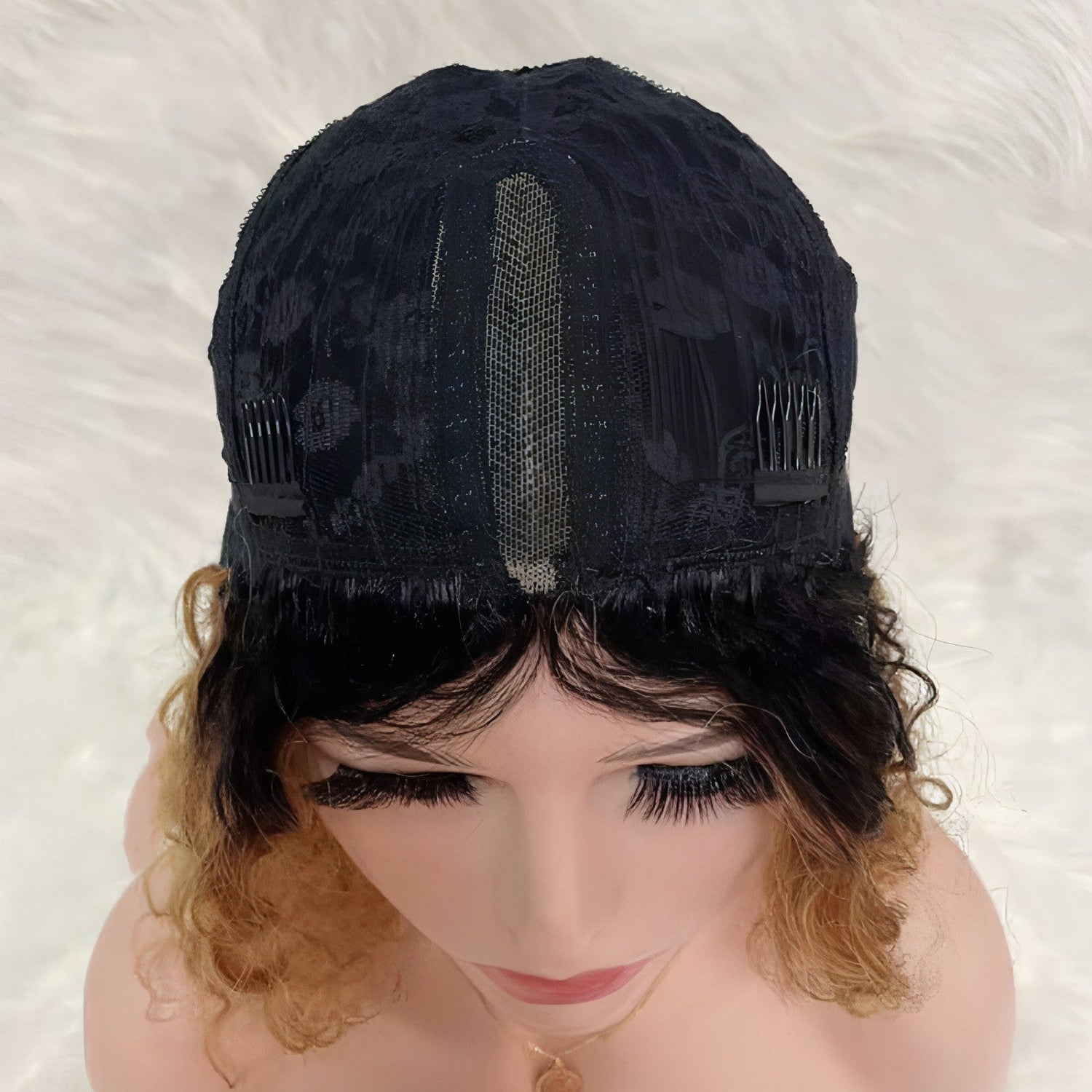 Carmine Juneberry LuxeWave Reality Wig Real Hair set, hand-knitted sewing hair, showcasing soft, natural hair texture and craftsmanship.