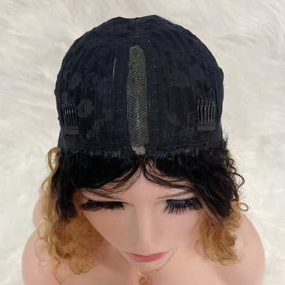 Carmine Juneberry LuxeWave Reality Wig Real Hair set, hand-knitted sewing hair, showcasing soft, natural hair texture and craftsmanship.
