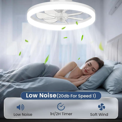 White 20 Inch Contemporary Ceiling Fan With Lighting