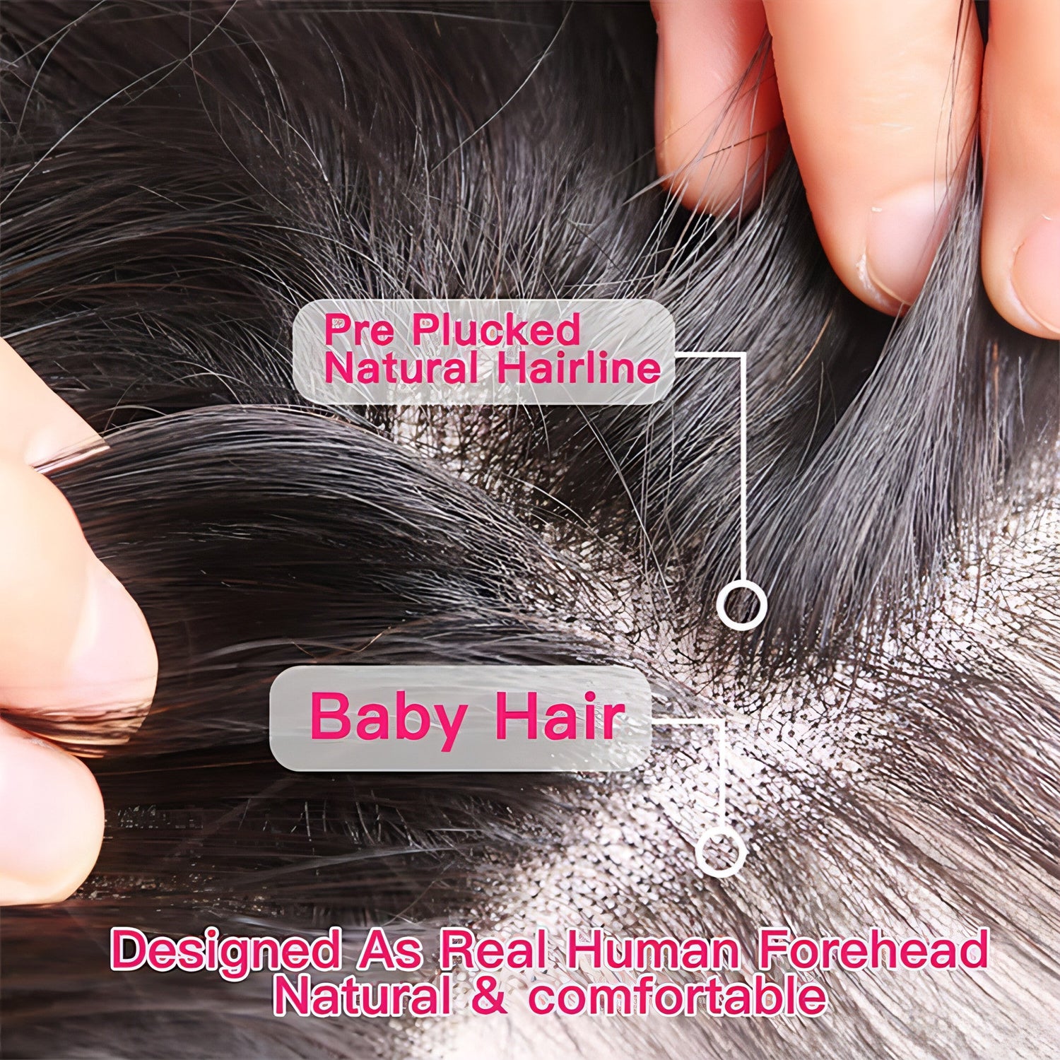 Carmine Juneberry LuxeWave Natural Wig with real hair, styled in soft waves for a luxurious haircare look.