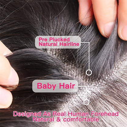 Carmine Juneberry LuxeWave Natural Wig with real hair, styled in soft waves for a luxurious haircare look.