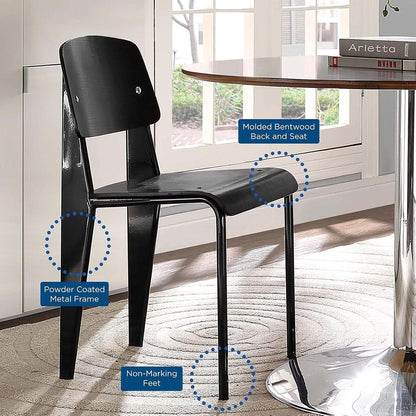 Black Premium Contemporary TubularSteel Hardwood Dining Chair