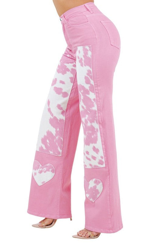 Pink Jade Icarus Rodeo Wide Leg Jean, showing the relaxed fit and high-waist design with wide legs and classic denim texture.