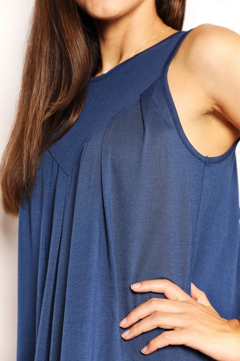 Pear Daisy Perfee round neck sleeveless mini dress, stylish home and garden-inspired casual dress for warm weather.