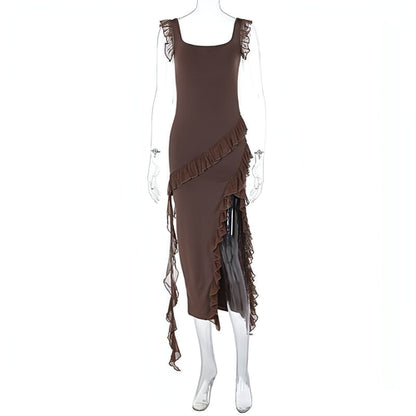 Female summer fashionable dress with stringy selvedge stitching and stylish temperament, by Carmine Juneberry.