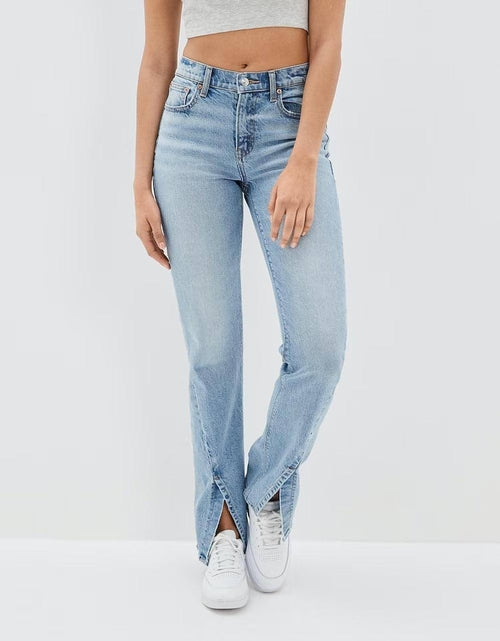 Women’s Carmine Juneberry commuter split straight jeans with fashionable stretch washed denim and casual fit.