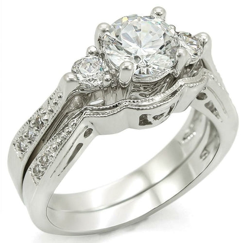 Rhodium brass ring with AAA grade clear CZ gemstone from Turquoise Tiger jewelry collection, showcasing a sleek design.