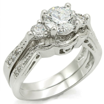 Rhodium brass ring with AAA grade clear CZ gemstone from Turquoise Tiger jewelry collection, showcasing a sleek design.