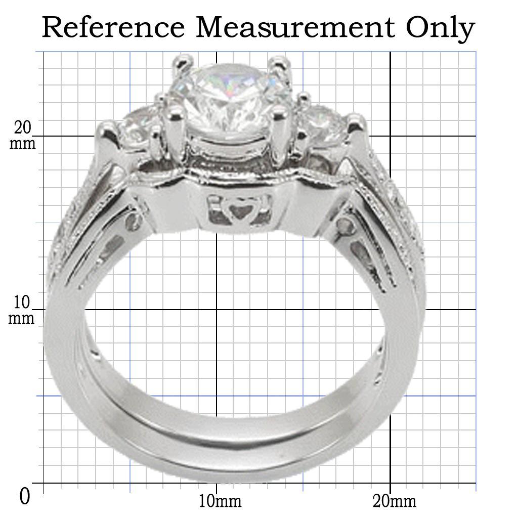 Rhodium brass ring from Turquoise Tiger with AAA grade clear CZ gemstone, featuring intricate jewelry design.