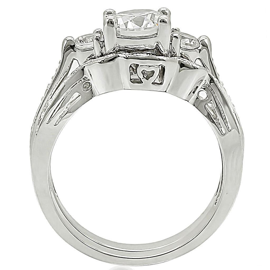 Rhodium brass ring with AAA grade clear CZ gemstone, stylish jewelry piece from Turquoise Tiger.