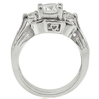 Rhodium brass ring with AAA grade clear CZ gemstone, stylish jewelry piece from Turquoise Tiger.