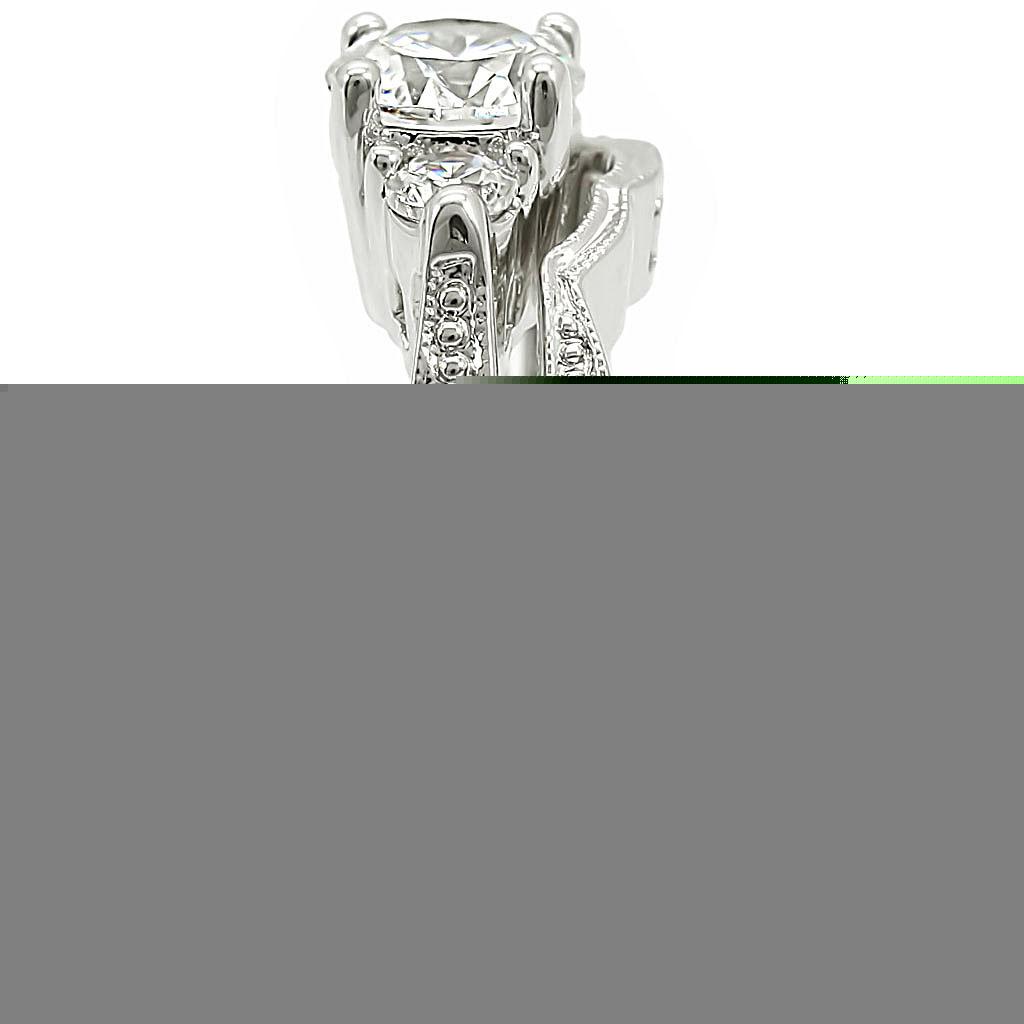 Rhodium brass ring with AAA grade clear CZ stone from Turquoise Tiger, showcasing a sleek jewelry design.