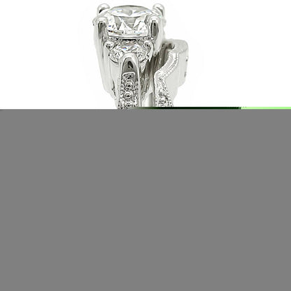 Rhodium brass ring with AAA grade clear CZ stone from Turquoise Tiger, showcasing a sleek jewelry design.