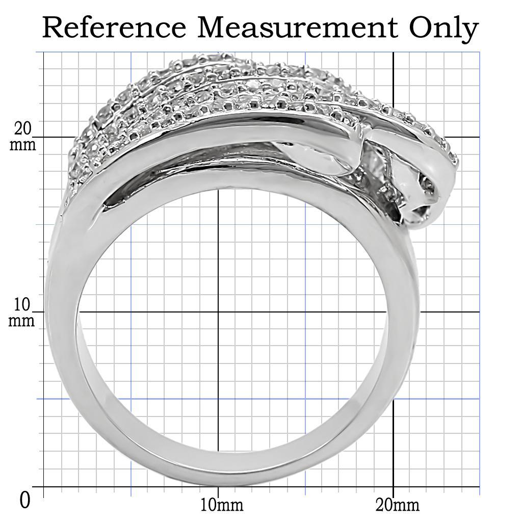 Rhodium brass ring with AAA grade clear cubic zirconia from Turquoise Tiger featuring a sleek, polished design.