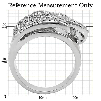 Rhodium brass ring with AAA grade clear cubic zirconia from Turquoise Tiger featuring a sleek, polished design.