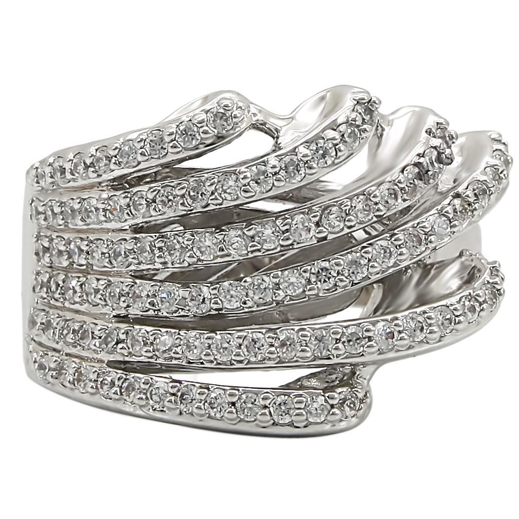 Rhodium brass ring by Turquoise Tiger featuring a clear AAA grade CZ gemstone on a sleek band.