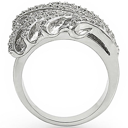 Rhodium brass ring by Turquoise Tiger featuring a clear AAA grade cubic zirconia gemstone and intricate design.