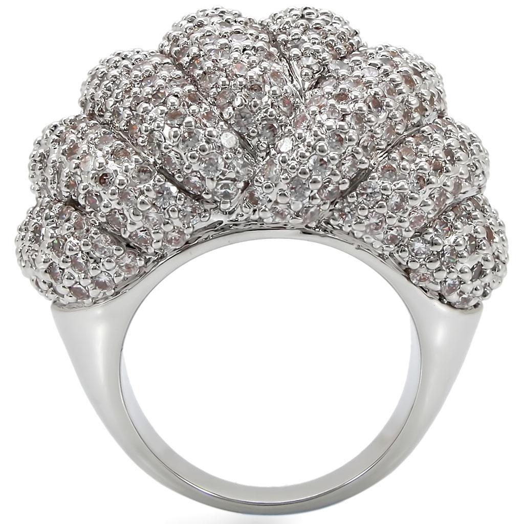 Rhodium brass ring by Turquoise Tiger featuring AAA grade clear CZ stone, showcasing a sleek and elegant jewelry design.