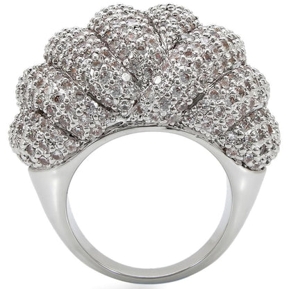 Rhodium brass ring by Turquoise Tiger featuring AAA grade clear CZ stone, showcasing a sleek and elegant jewelry design.