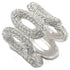 Rhodium brass ring with clear top grade crystal, stylish jewelry by Turquoise Tiger, showcasing a shiny, elegant design.