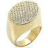 Gold brass ring with a clear top-grade crystal, stylish jewelry by Turquoise Tiger, showcasing a polished band and sparkling centerpiece.