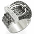 Rhodium and ruthenium brass ring with black finish, featuring AAA grade cubic zirconia stones, by Turquoise Tiger jewelry.