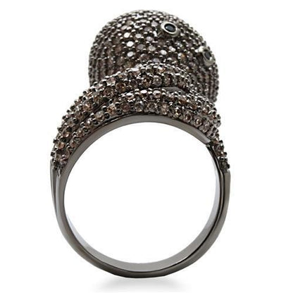 Turquoise Tiger Ruthenium Brass Ring with AAA Grade CZ gemstones in multi-color, showcasing a stylish and intricate jewelry design.