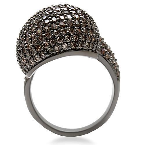 Turquoise Tiger 1W080 ruthenium brass ring featuring multi-color AAA grade cubic zirconia gemstones.