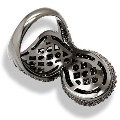Turquoise Tiger Ruthenium Brass Ring with AAA Grade CZ gemstones in multi-color, showcasing intricate design and vibrant colors.