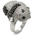 Turquoise Tiger rhodium and ruthenium brass ring with AAA grade black cubic zirconia, showcasing a sleek modern design.