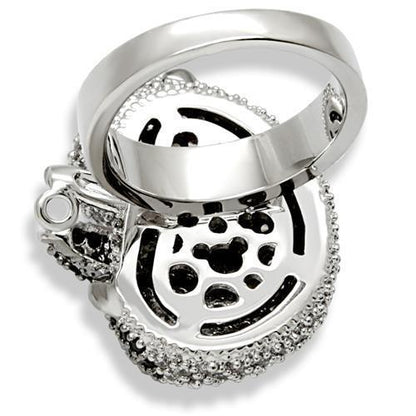 Rhodium and ruthenium brass ring with AAA-grade black cubic zirconia, featuring a sleek, polished design by Turquoise Tiger.