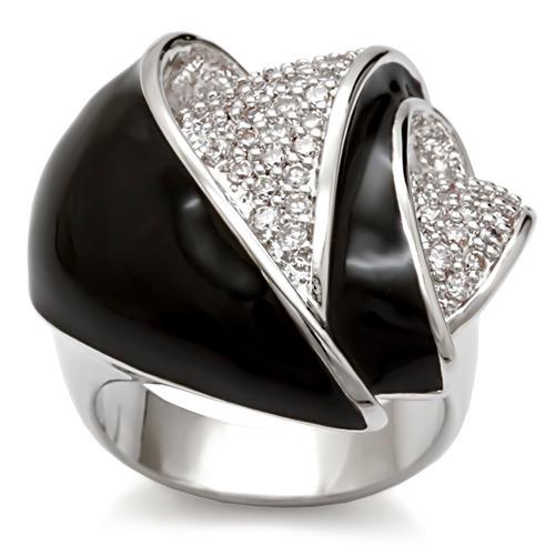 Turquoise Tiger 1W105 rhodium-plated brass ring with AAA grade clear CZ gemstone, showcasing a stylish jewelry design.