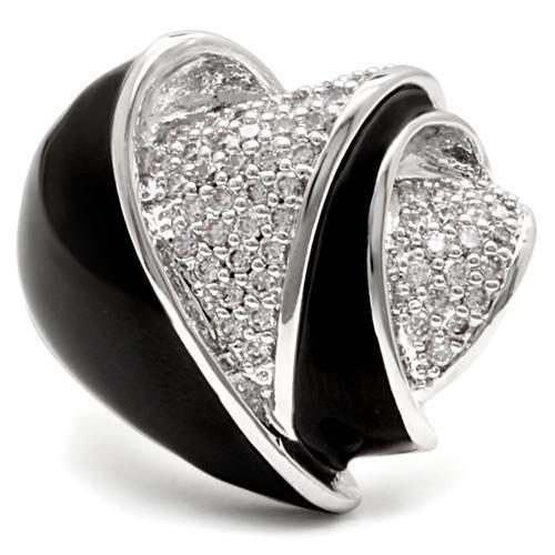 Rhodium brass ring with AAA grade clear cubic zirconia by Turquoise Tiger, showcasing a sparkling, elegant jewelry design.