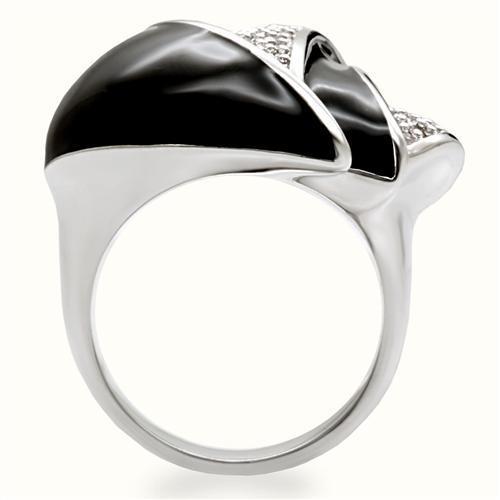 Rhodium brass ring with AAA grade clear cubic zirconia, jewelry and watches by Turquoise Tiger, featuring a sparkling gemstone design.