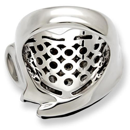 Rhodium brass ring with AAA grade clear CZ by Turquoise Tiger, showcasing a sleek jewelry design and sparkling gemstone detail.