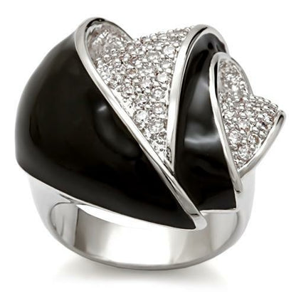 Rhodium brass ring with AAA grade clear cubic zirconia, stylish jewelry piece from Turquoise Tiger.