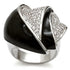Rhodium brass ring with AAA grade clear cubic zirconia, stylish jewelry piece from Turquoise Tiger.