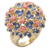 Turquoise Tiger 1W106 gold brass ring with semi-precious rose-colored stone, featuring a stylish and elegant design.