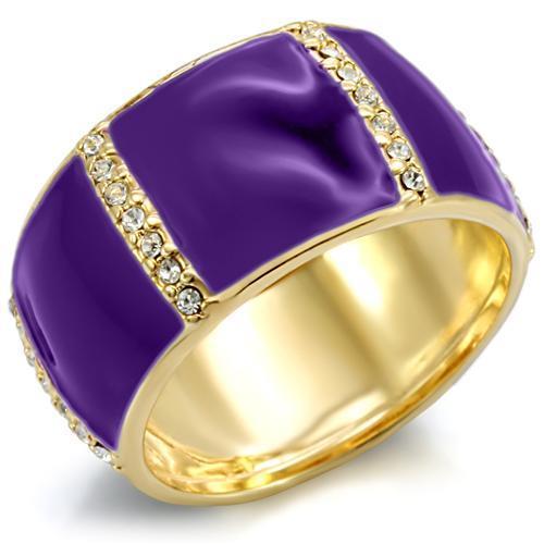 Gold brass ring with clear top grade crystal, stylish jewelry by Turquoise Tiger featuring a sleek design.