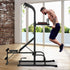 Soozier multi-function power tower station for gym workouts, featuring pull-up bars and dip stations in a home fitness setting.
