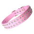Pink 2-row crystal dog collar from Salmon Oscar, adjustable 10-20 inches, stylish pet wear for small to medium dogs.
