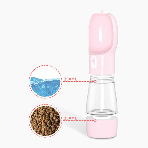 Teal Winterberry portable pet food and water bottle for pets, with a compact design for on-the-go feeding and hydration.