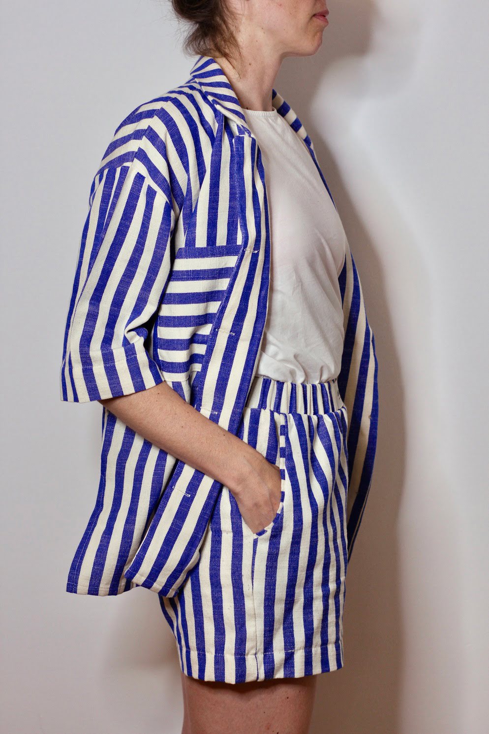 Blue Helios handwoven shirt from the Ole matching sets collection, featuring a stylish blue design and intricate woven details.