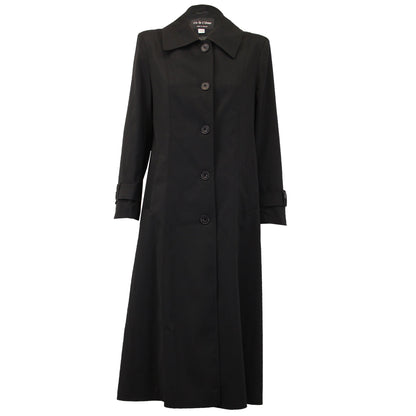 Black Rose Eleusis longline mac coat for spring and summer, stylish jacket with a sleek, flowing design.