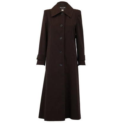 Longline brown spring/summer Mac coat by Rose Eleusis, lightweight jacket with a sleek, stylish design.