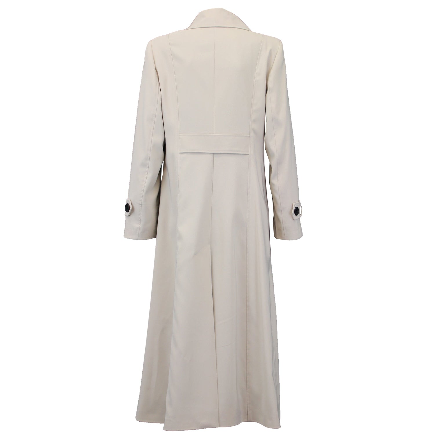 Rose Eleusis Spring/Summer longline mac coat in stone color, lightweight jacket with a tailored fit and classic design.
