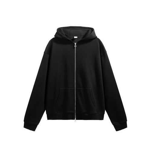 Carmine Juneberry Flame single-layer fleece-lined hooded jacket in solid color, showcasing front view and hood detail.