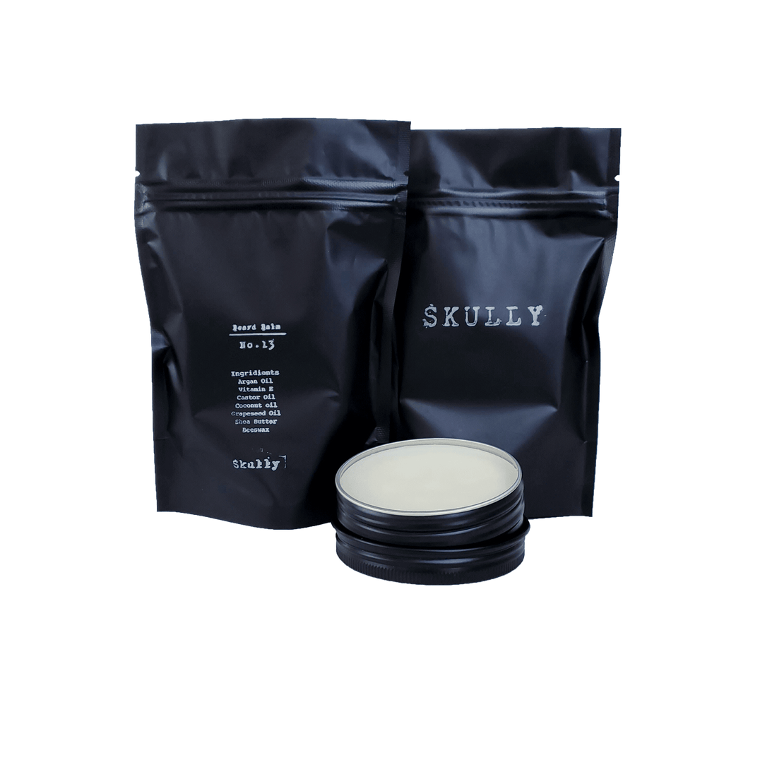 Fuchsia Blueberry Beard Balm No. 13 in a small jar, featuring a natural, creamy texture for grooming and styling beards.