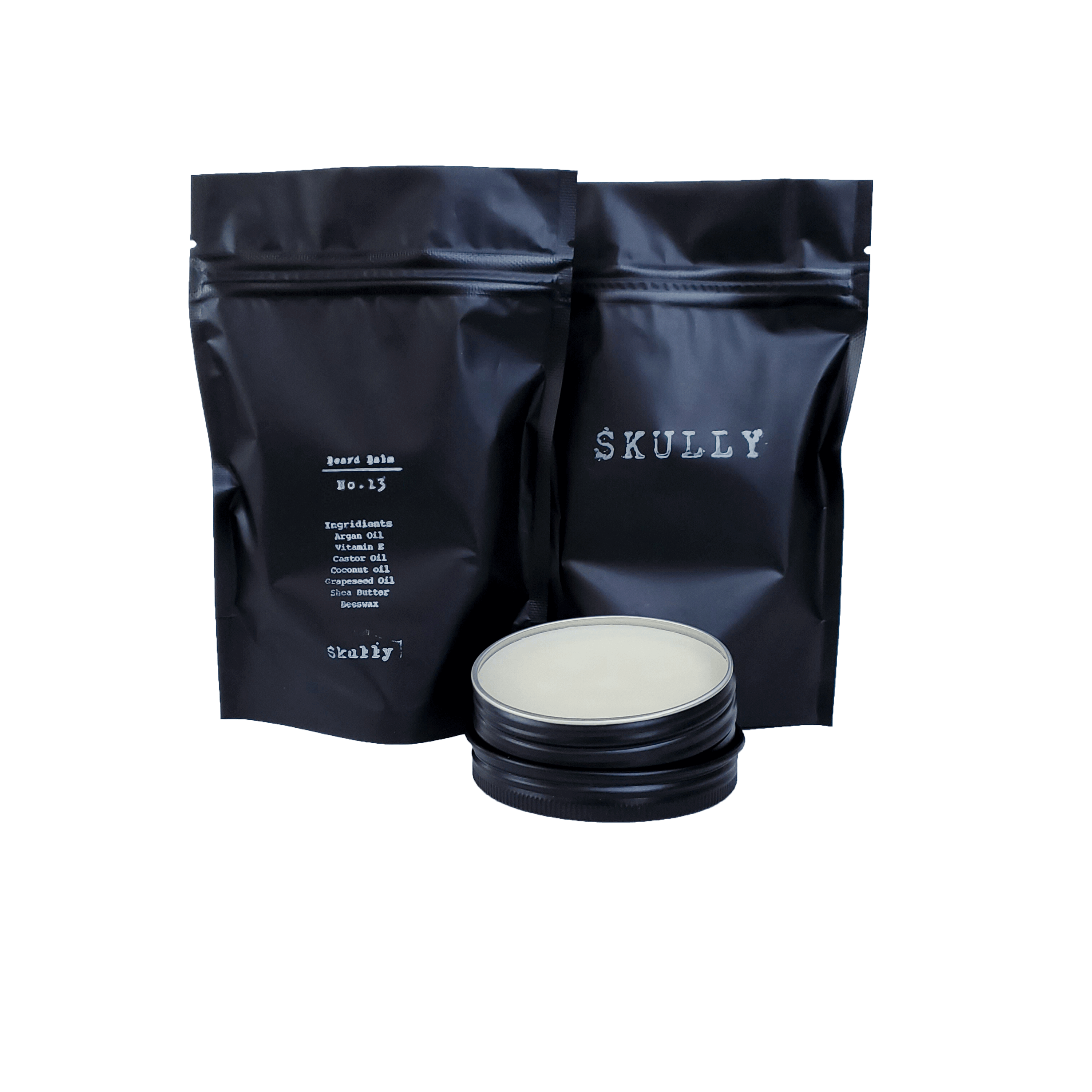 Fuchsia Blueberry Beard Balm No. 13 in a small jar, featuring a natural, creamy texture for grooming and styling beards.